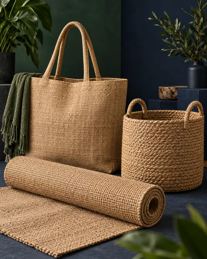 Eco-friendly recycled jute bag, basket and woven material